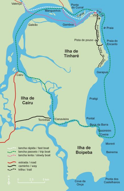 Mapa da ilha de Morro de Sao Paulo